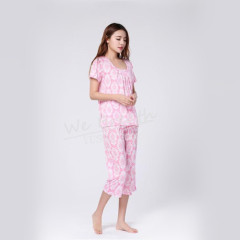 Apparel&Fashion Underwear&Nightwear Sleepwear&Pajama Women's Printing Pattern Pajama Short Sleeves Seamless Bamboo Fiber