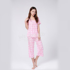 Apparel&Fashion Underwear&Nightwear Sleepwear&Pajama Women's Printing Pattern Pajama Short Sleeves Seamless Bamboo Fiber