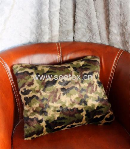 Camouflage design faux fur pillow