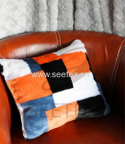 Geometrical pattern design faux fur pillow