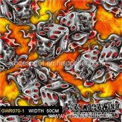 Water Transfer Printing Film Flame Skull Dice Pattern GWR070-1