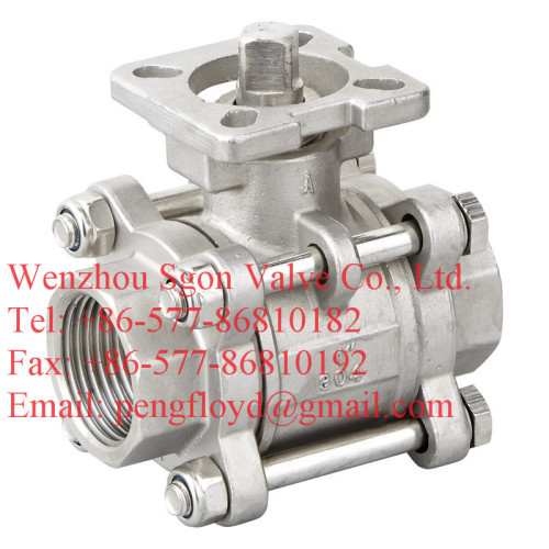 3pc threaded ball valve with ISO5211 Mounting Pad