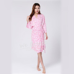Apparel&Fashion Underwear&Nightwear Sleepwear Ladies Seamless Bamboo Fiber Long Sleeves Printing Pattern Nightwear Robe