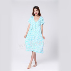 Apparel& Fashion Underwear& Nightwear Sleepwear Bamboo fiber seamless pajama button sleep dress for ladies short sleeves