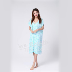Apparel& Fashion Underwear& Nightwear Sleepwear Bamboo fiber seamless pajama button sleep dress for ladies short sleeves