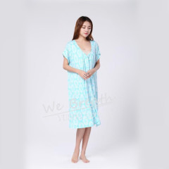 Apparel& Fashion Underwear& Nightwear Sleepwear Bamboo fiber seamless pajama button sleep dress for ladies short sleeves