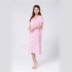 Apparel& Fashion Underwear& Nightwear Sleepwear Bamboo fiber seamless pajama button sleep dress for ladies short sleeves