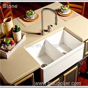 Beige Quartz Stone Kitchen Countertop