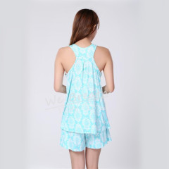 Apparel Underwear&Nightwear Sleepwear&pajamas Tank Top Shorts Set Summer Pajama Suit Bamboo printing pattern Fabric