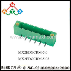 green color Screwless pluggale 5.0/5.08mm 300V/10A terminal block connectors with orange color push button