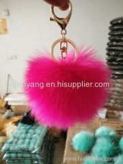 Promotional faux fur pom pom keychain fur ball pendnt decoration