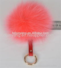 Hot sale fox fur ball fur pom po keychain pendant bag and key ring decoration