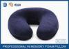 Luxury Comfort Transit Memory Foam Travel Neck Pillow With Navy Blue Velour Cover