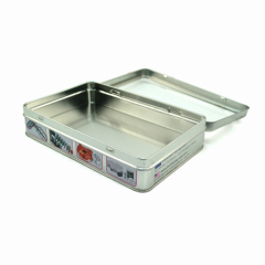 Rectangular Metal Tin Box With Clear Transparent PET/PVC Window hinge lid