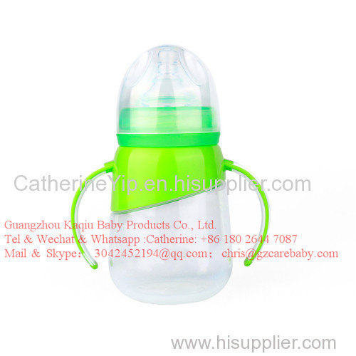 PP040 300ML wide neck PP baby bottles with hands