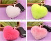 Handmade rex rabbit fur keychain heart shaped bag and key ring accessory