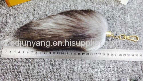 Beautiful fox fur tail keychain fur pendant for bag and key ring