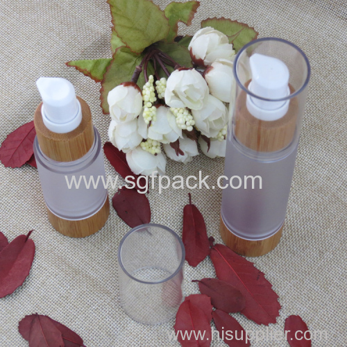 AS Plastic Airless Bottle Bamboo Packaging Transparent Color Lotion Container