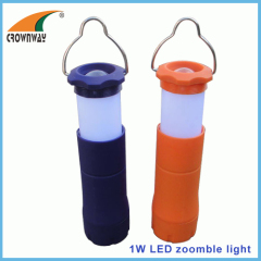 1W LED Plastic torch zoomble lantern portable lantern 80Lumen high power hook lamp zoomble table 3AAA lamp camping lamp