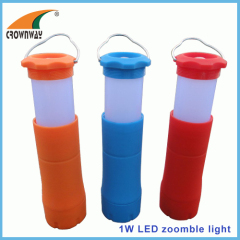 1W LED Plastic torch zoomble lantern portable lantern 80Lumen high power hook lamp zoomble table 3AAA lamp camping lamp