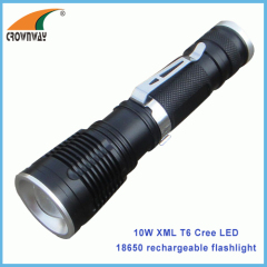 10W XML Cree powerful flood light zoomble portable lantern durable hand torch 800Lumen lantern 18650 rechargeable light