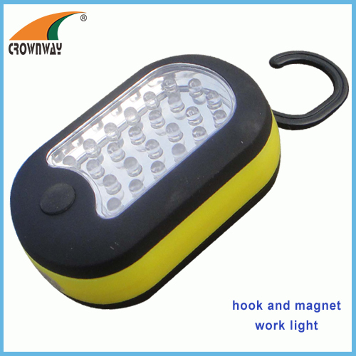 LED hook and magnet work light car repairing lamp 24+3LED high power hand lamp outdoor lantern 3*AAA battery