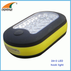 LED hook and magnet work light car repairing lamp 24+3LED high power hand lamp outdoor lantern 3*AAA battery