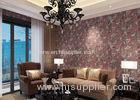 Waterproof Retro Style Wallpapers Embossed Vantage Plum Floral Pattern