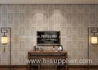 Waterproof White Gray Contemporary Wallpaper With Creamy White Plaid Pattern