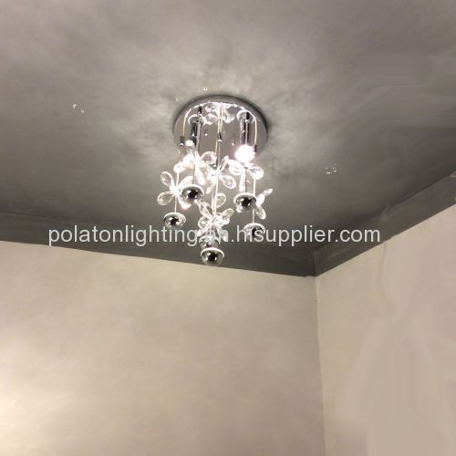 LED flush mounted butterfly crystal ceiling deck project lighting decoration design chrome plate wholesale