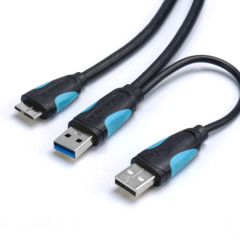 Vention Micro USB 3.0 With Power Supply Cable Male To Male Adapter Super Speed 5Gbps Data Sync Cable For HD Camera