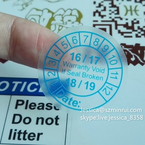 Quality Assurance Clear Brittle Security Sticker Paper Transparent Destructible Vinyl Tamper Proof Sticker