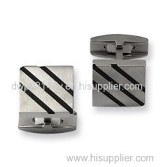 Titanium Men's Cuff Links 3 Black Resin Lines On Top Of Square Shape Solid Surface Clothing Accessoies TTC103