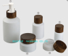 Glass bottle jar with ASH Wooden cap Pump Screw cover