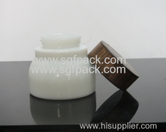 Glass bottle jar with ASH Wooden cap Pump Screw cover