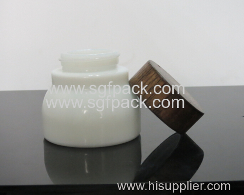 Glass bottle jar with ASH Wooden cap Pump Screw cover