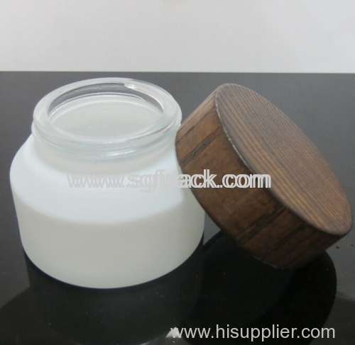 Glass bottle jar with ASH Wooden cap Pump Screw cover