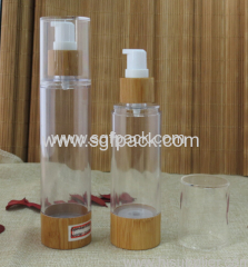 AS Plastic Airless Bottle Bamboo Packaging Transparent Color Lotion Container