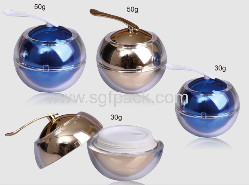 BLUE SILVER ACRYLIC CREAM JAR SPOON