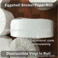 Custom Breakable Blank Eggshell Sticker Roll Irremovable Blank Vinyl Egg Shell Roll