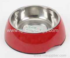 Melamine bowl with stainless steel Pet bowl
