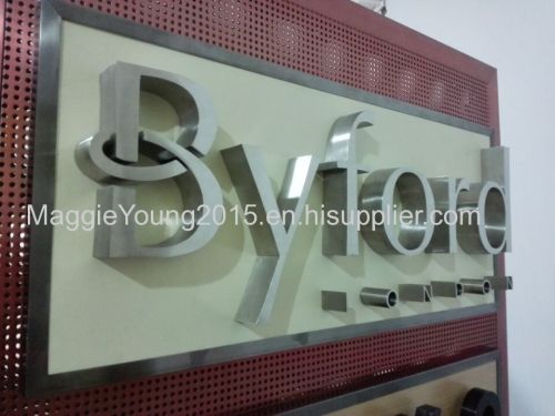 Advertising letters :front-lit brushed stainless steel with acrylic sign