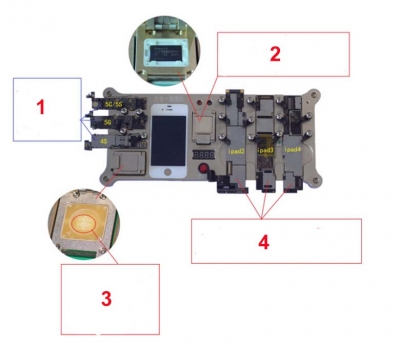 9-in-1 32bit HDD test fixture for 4S55S ipad 2/3/4 icloud unlock tool