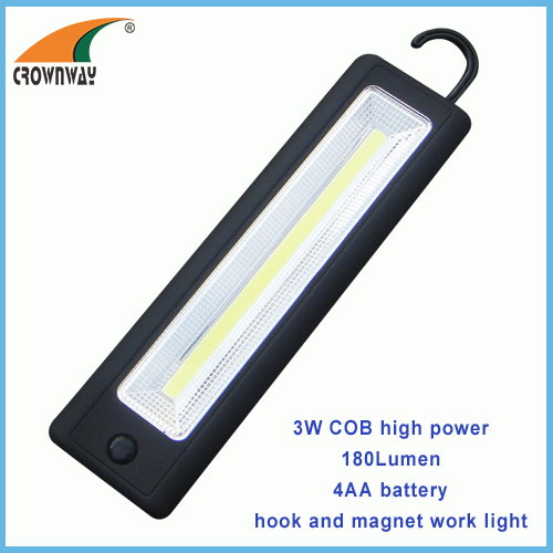 3W COB 250Lumen magnet and hook working light 4*AA repairing lamp outdoor camping light car repairing lamp