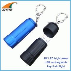 0.5W LED mini keychain light USB recharging mini pocket lamp hand torch promotional gifts Ni-Mh rechargeable battery