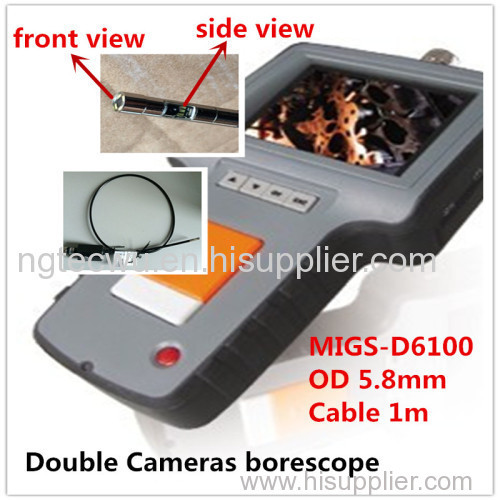 Double-cameras video borescope automobile inspection endoscope with two cameras dia 5.8mm