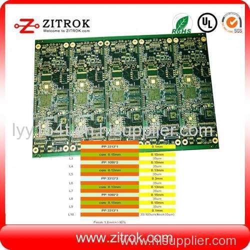 10Layer Immersion gold 35um with high TG170 board