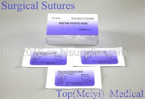 Highly quality polyglycolic cid PGA Braided SUTURES with needle