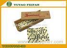 Double Six Black Dot Classic Dominoes Game Set With Nail Wooden Box