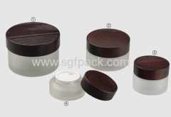 30g frosted Glass jar with bamboo cap